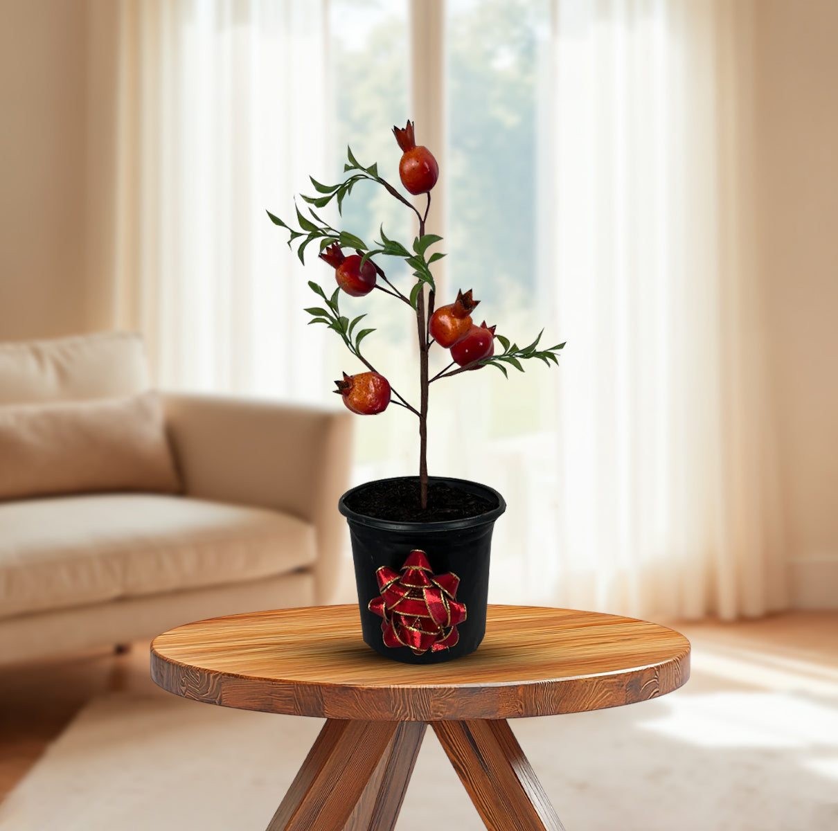 Cute Pomegranate Bonsai in Pot of Your Choice-Artificial