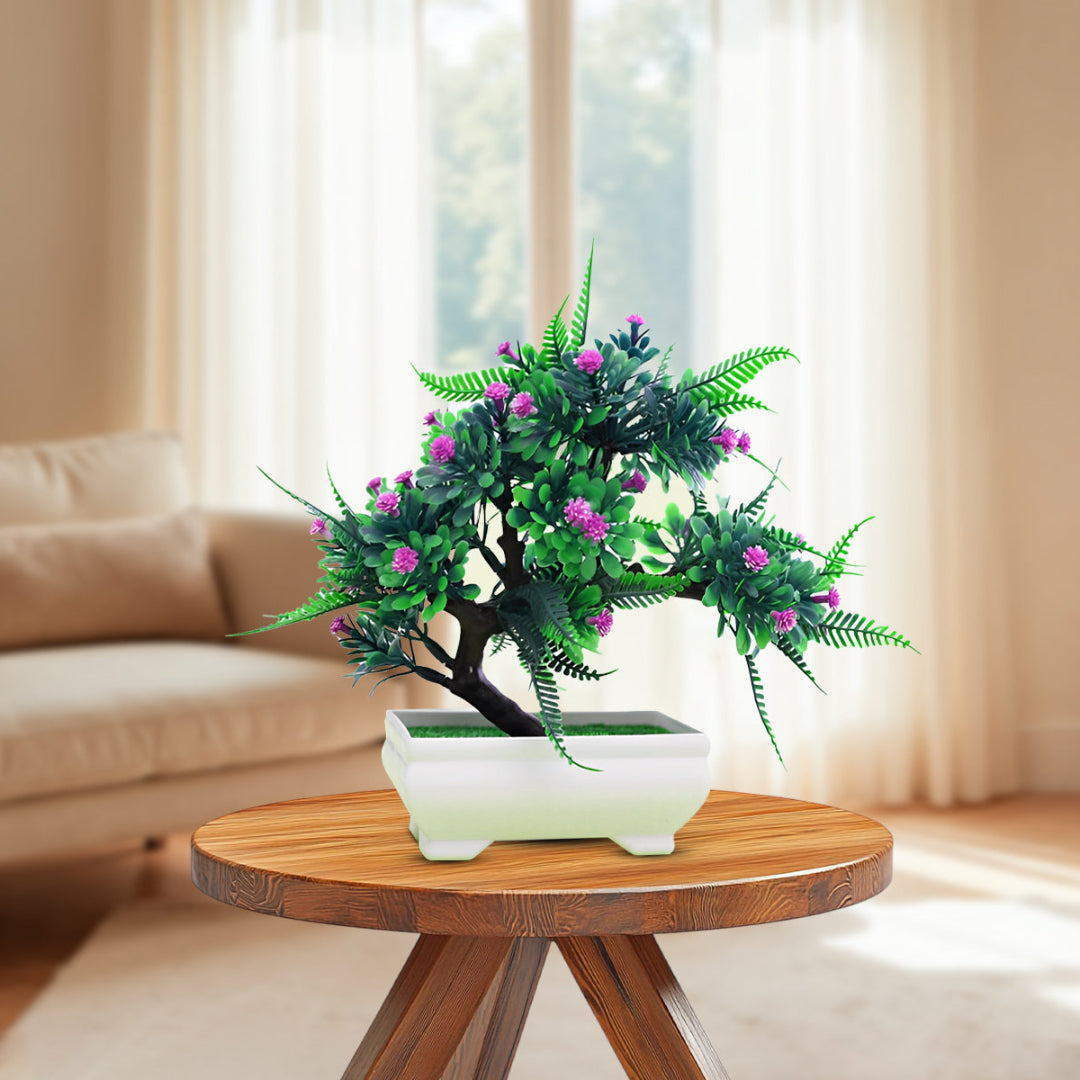 Artificial: Green Bonsai, Different Colored Flowers ~ The Perfect Gift