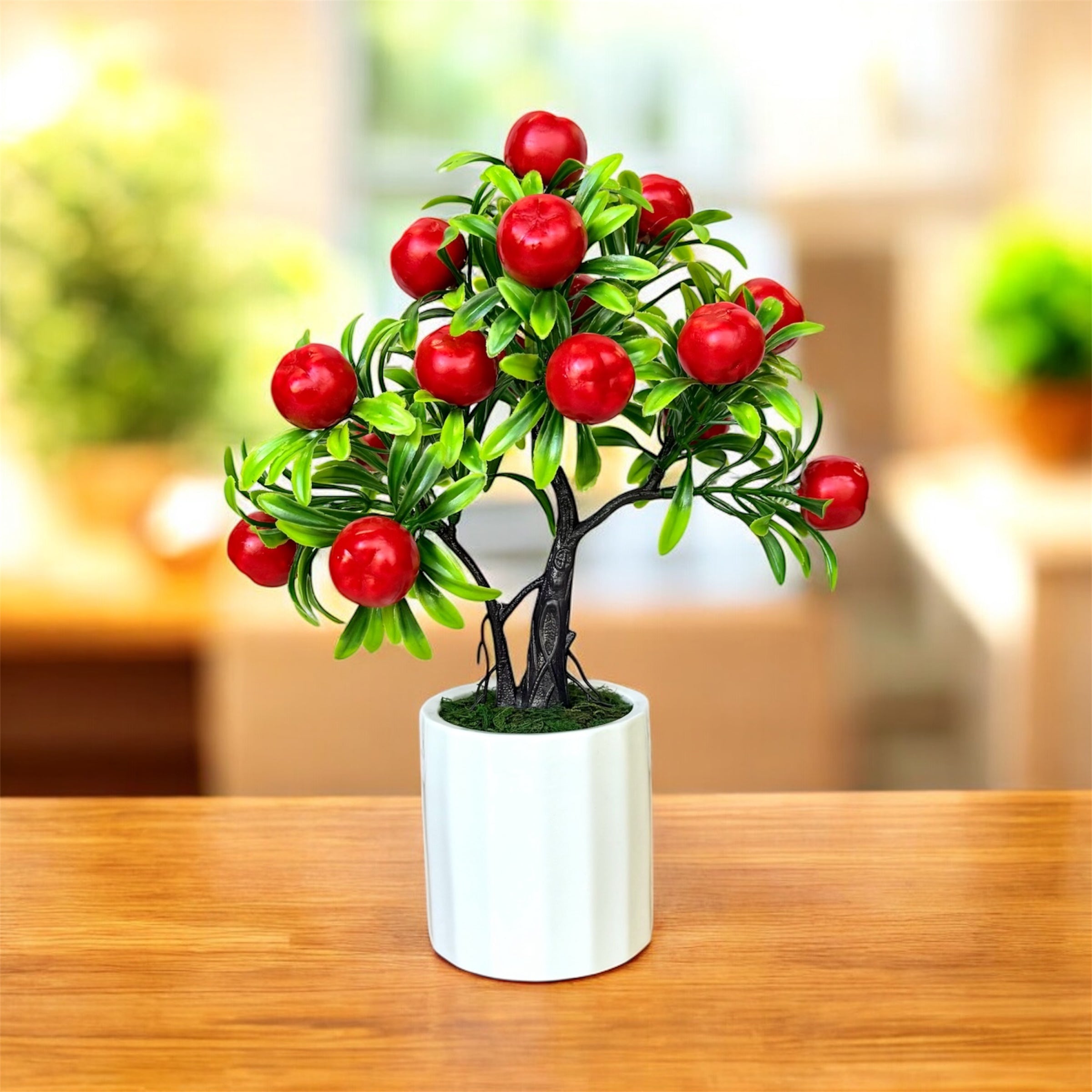 Artificial Mini Apple Bonsai – Cute Tabletop Decor – Thoughtful Christmas Gift