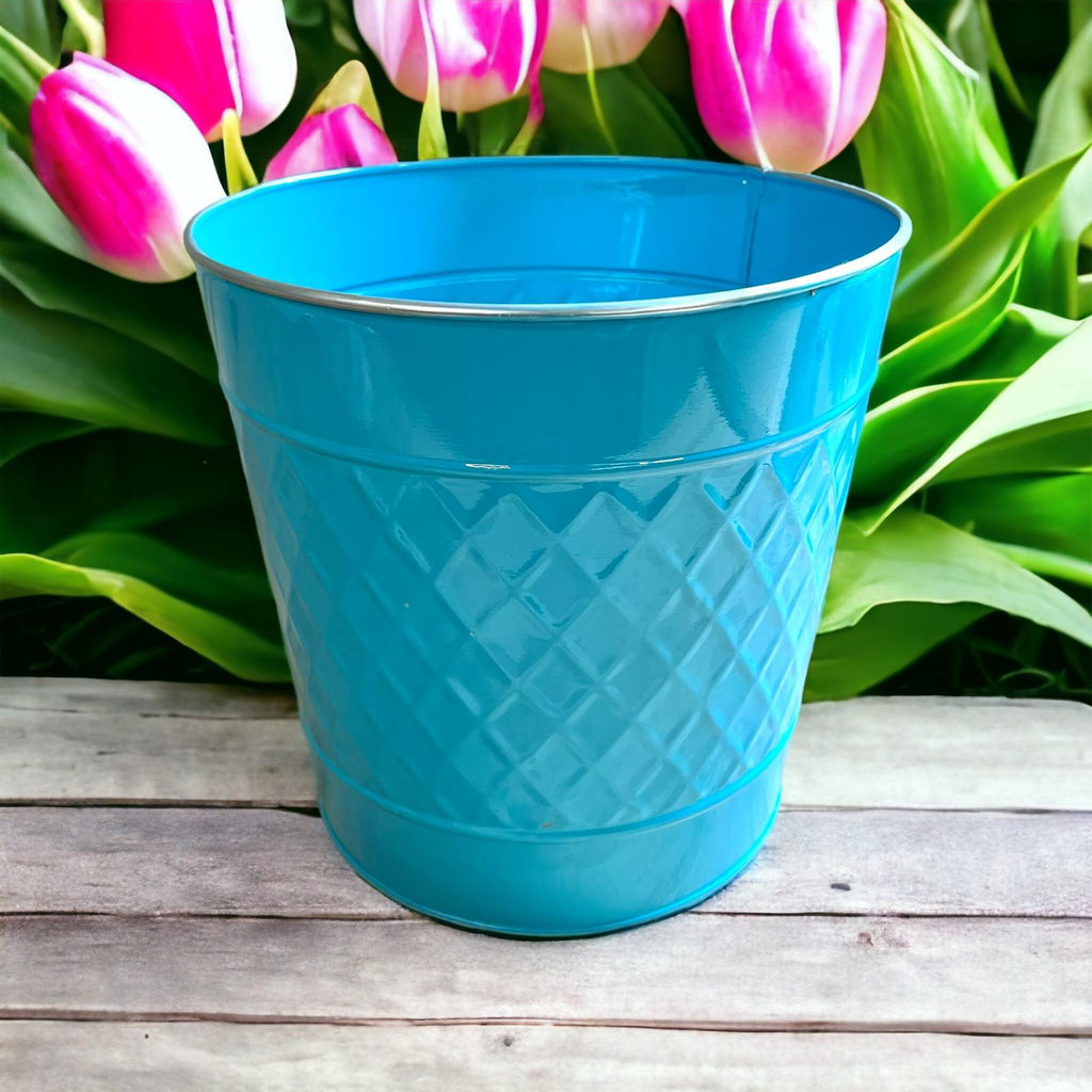 Alluring Pot/Planter with Happy Mother's Day Greeting card tag|Our planters are made of Galvanized Metal to make them heavy duty and durable. The pots are ideal to keep your nursery plants indoors and outdoors to enhance your home decor