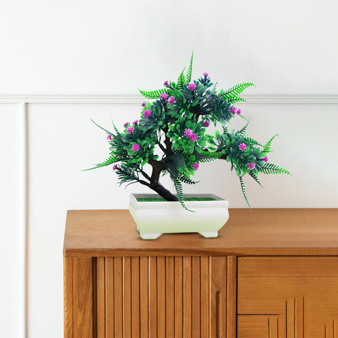Artificial: Green Bonsai, Different Colored Flowers ~ The Perfect Gift