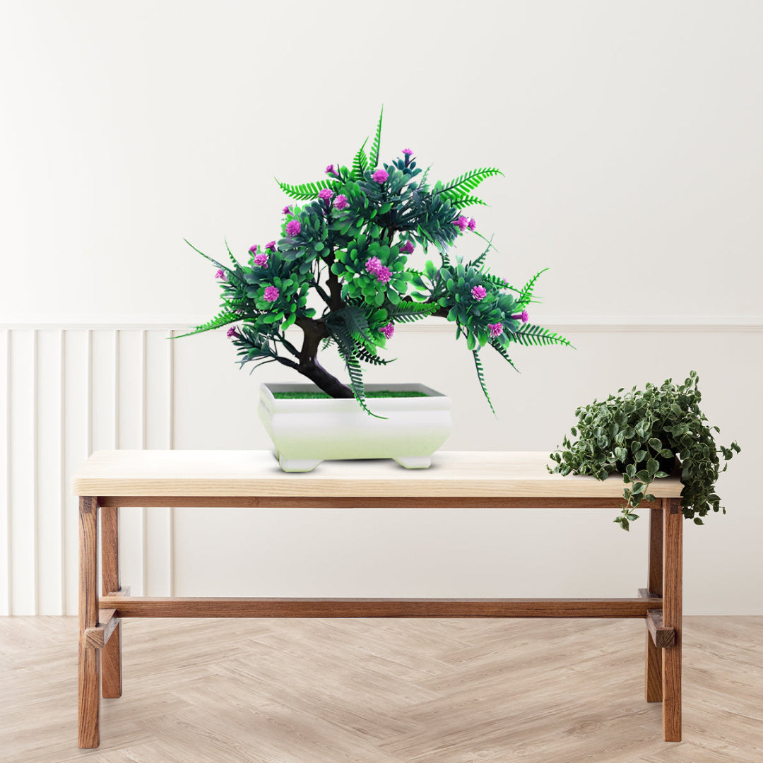 Artificial: Green Bonsai, Different Colored Flowers ~ The Perfect Gift