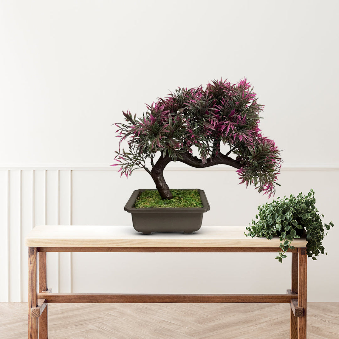 Artificial : Alluring Curved Sideways Bonsai-Good Gift