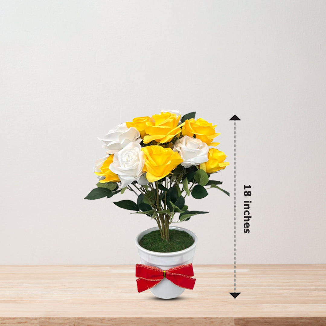 Beautiful Multicolored Roses in Ceramic Pot -Artificial (Good Gift)