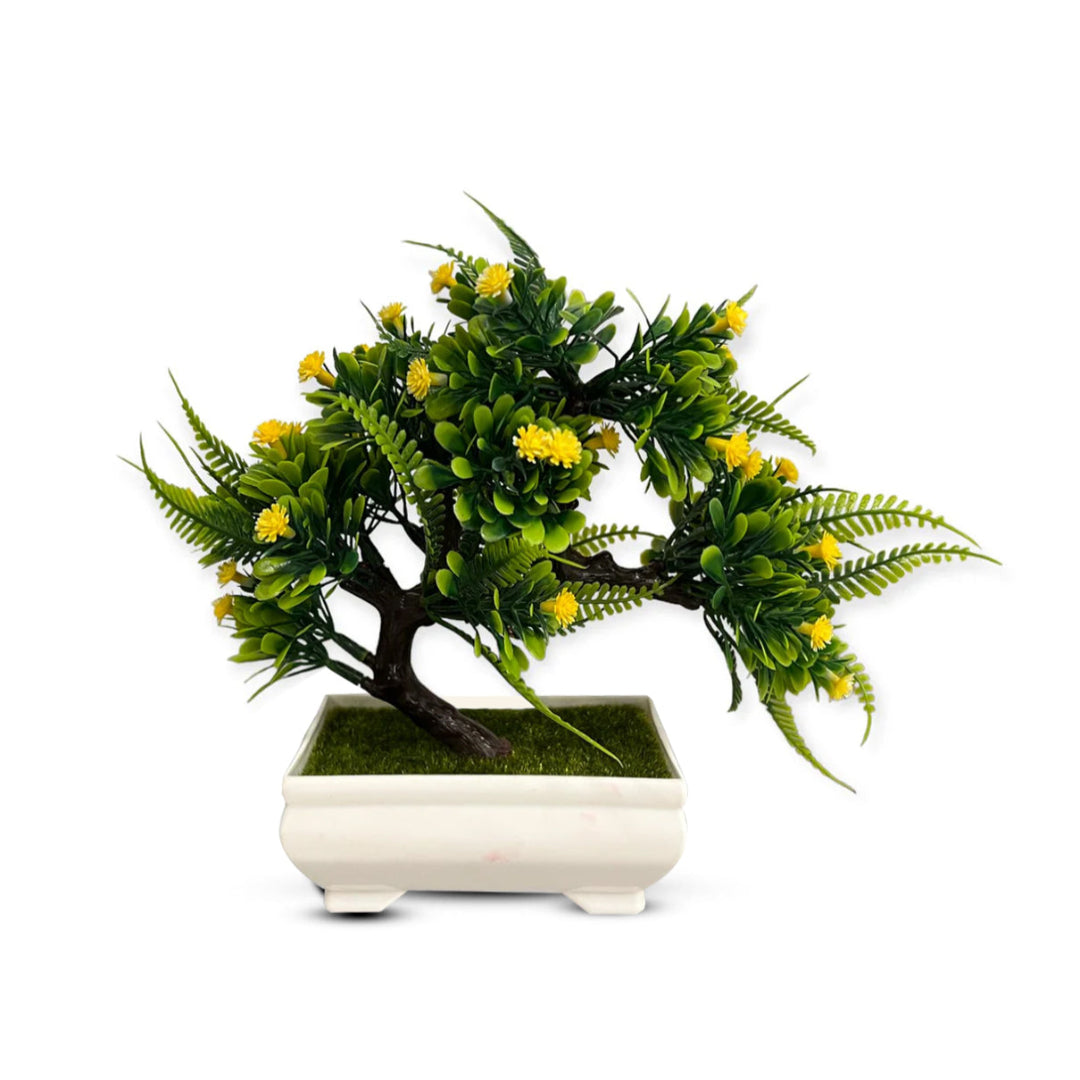 Artificial: Green Bonsai, Different Colored Flowers ~ The Perfect Gift