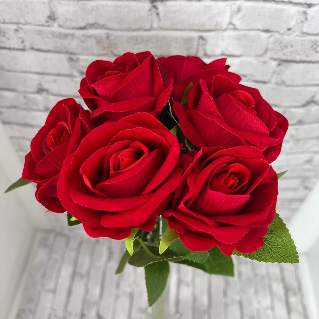Gorgeous Red Rose in Glass Vase-Artificial
