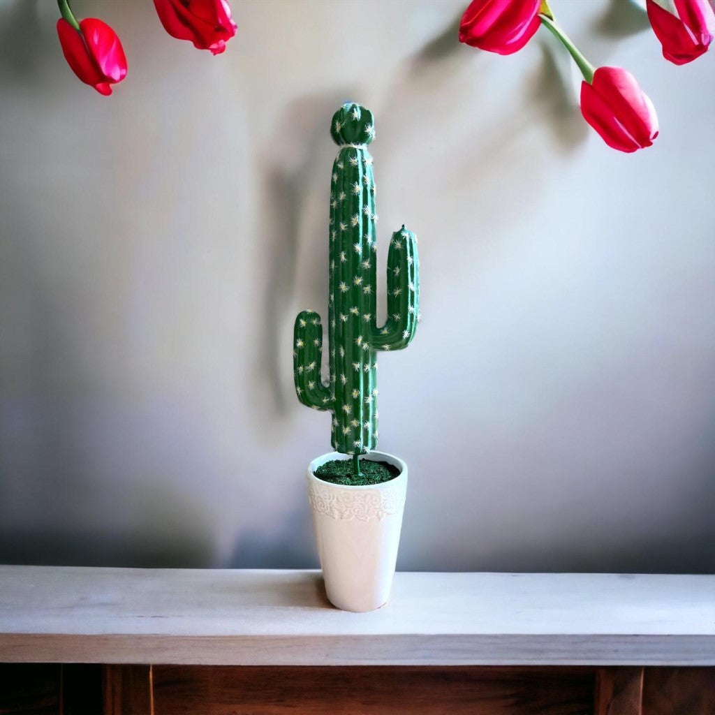 Gorgeous Artificial Green Cactus in Ceramic Pot