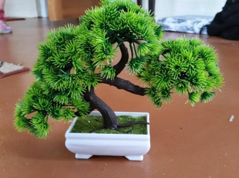 Gorgeous Bonsai with Very Attractive Pot in Green Color -Excellent Gift.. Looks Almost Real, Without The Hassle of Maintenance and Dying (Artificial Plant)