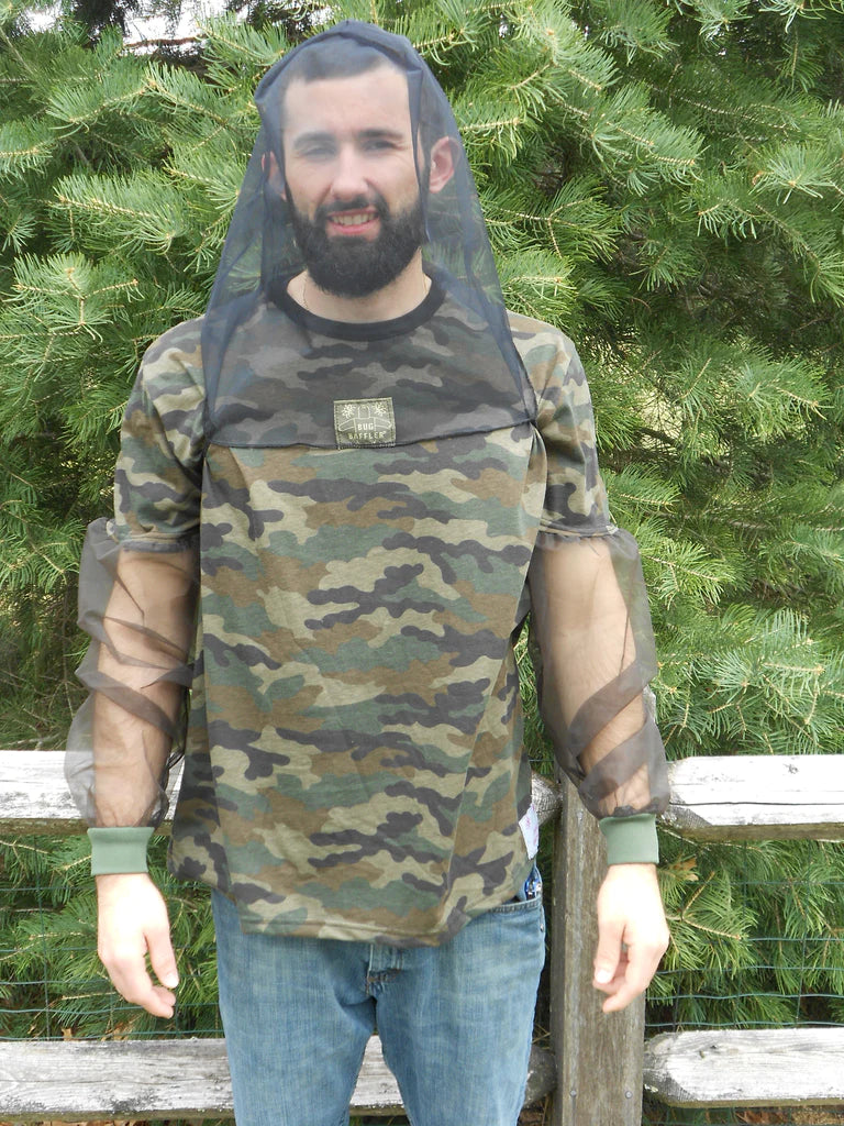 Camo T-Shirt With No-See-Um Mesh Sleeve Available With or without Head Net