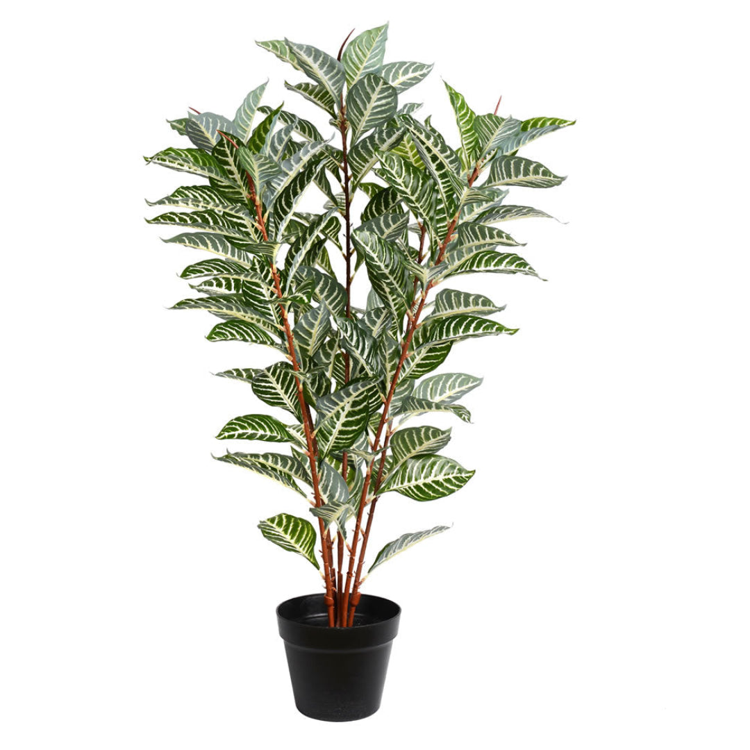 Artificial Plant : Green Zebra in Pot with 125 Real Touch Leaves - From World Famous Vickerman Products