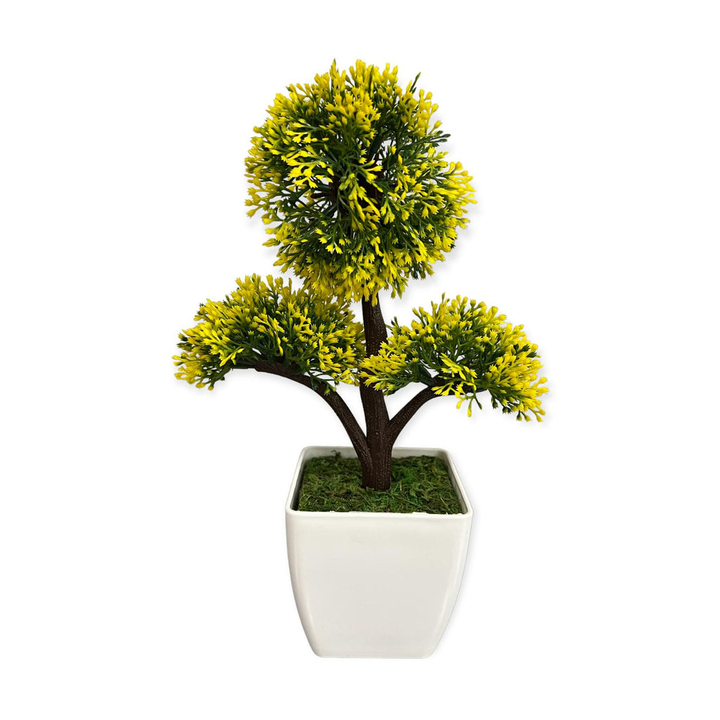 Alluring Green and Yellow Bonsai with pot (Artificial)