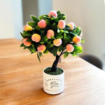 NEW - Gorgeous Artificial Mini Peach Bonsai — The Perfect Gift for Home or Office Décor