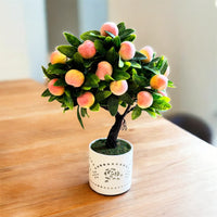 NEW - Gorgeous Artificial Mini Peach Bonsai — The Perfect Gift for Home or Office Décor