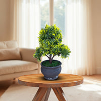 Artificial Green and Yellow Bonsai with Pot-Good Gift
