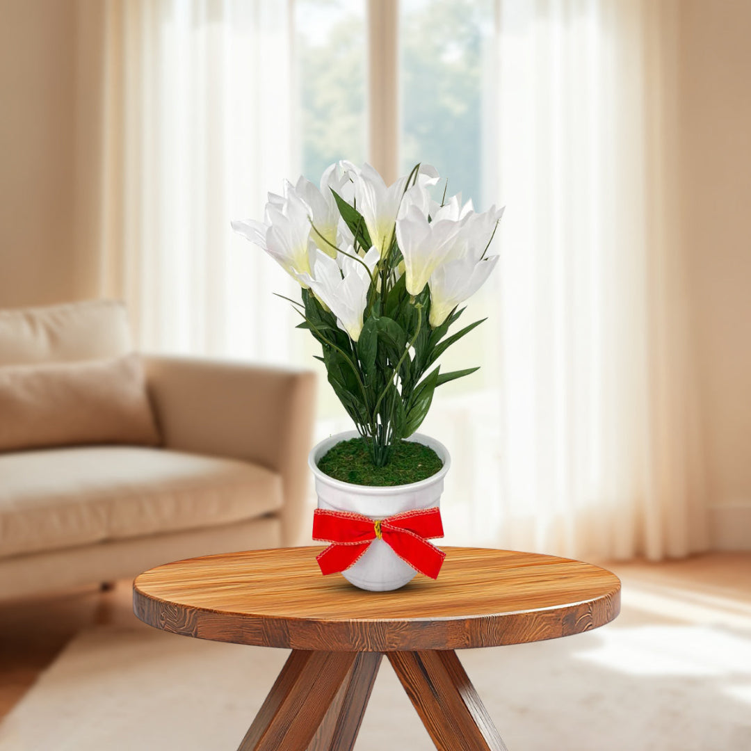 Stunning White Flowers in Ceramic Planter - Artificial-Good Gift