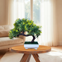 Artificial Yellow and Green Sideways Bonsai - Plastic Pot