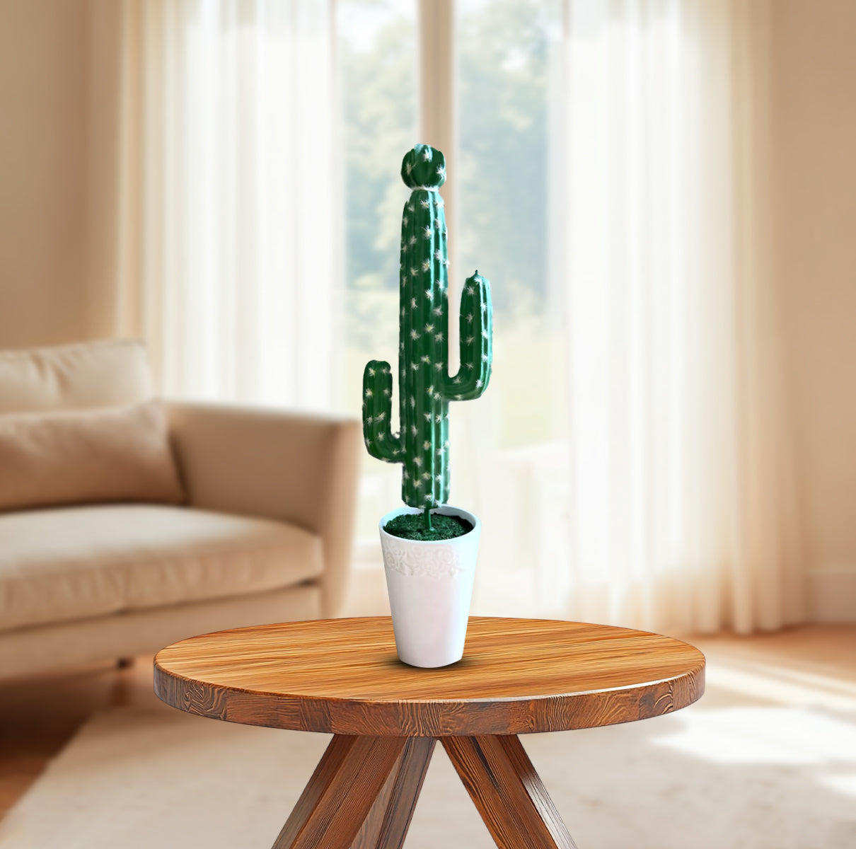 Gorgeous Tall Green Cactus in Ceramic Pot -Good Gift