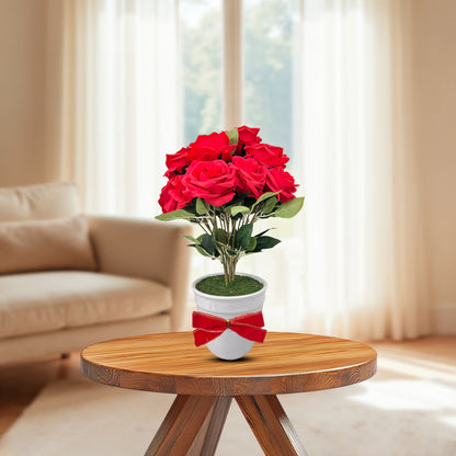 Beautiful Multicolored Roses in Ceramic Pot -Artificial (Good Gift)