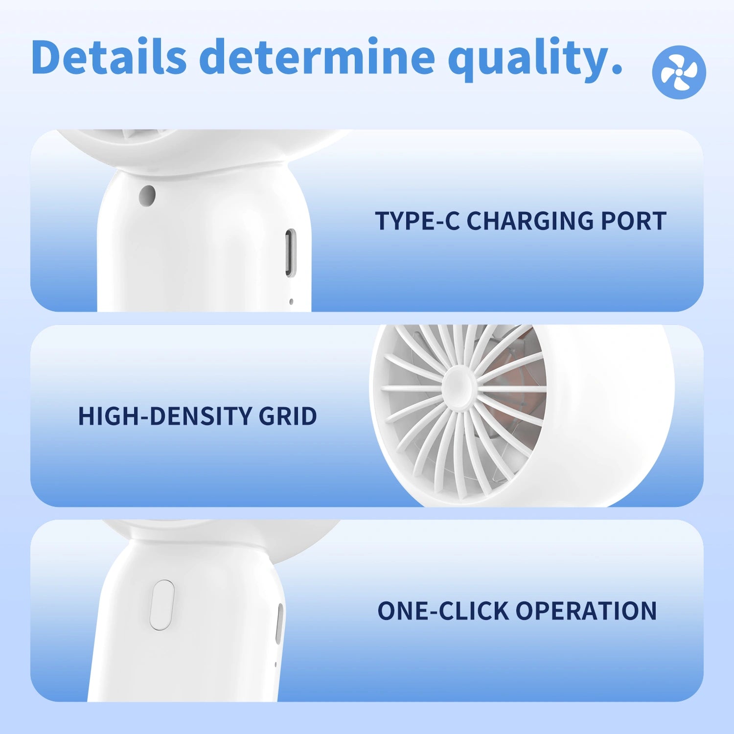 Compact 3-Speed Handheld Fan