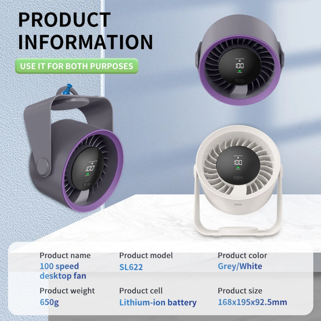 Rechargeable Desktop/Wall-Mounted Fan