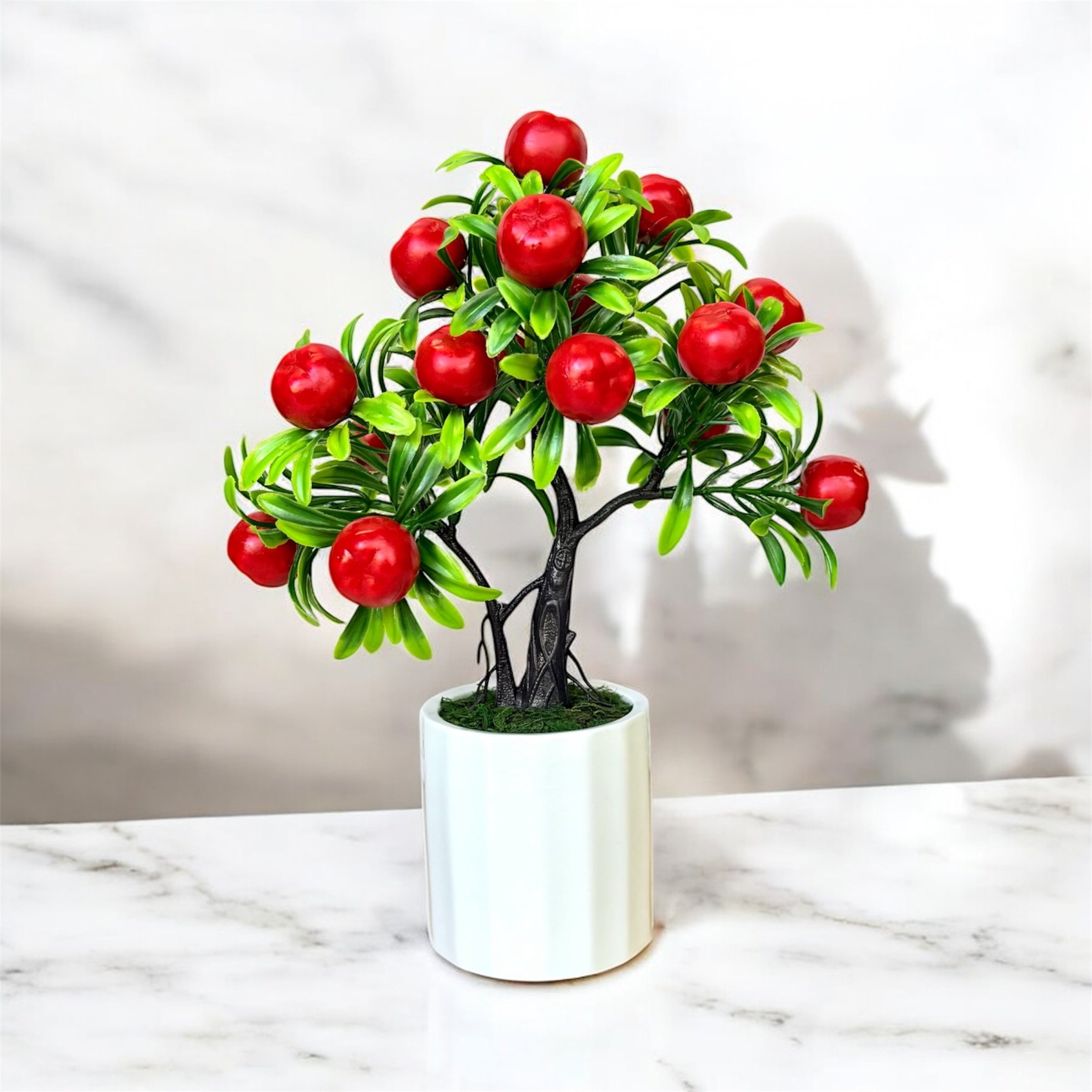 Artificial Mini Apple Bonsai – Cute Tabletop Decor – Thoughtful Christmas Gift