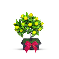 Mini Lemon Bonsai Artificial Plant – Realistic Faux Citrus Plant in Decorative Pot – Small Indoor Tabletop Home Decor