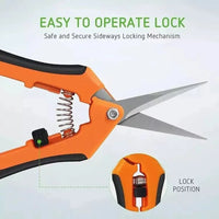 Garden Pruning Shears with Stainless Steel Blade & Safety Lock (Orange)