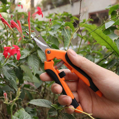Garden Pruning Shears with Stainless Steel Blade &amp; Safety Lock (Orange)