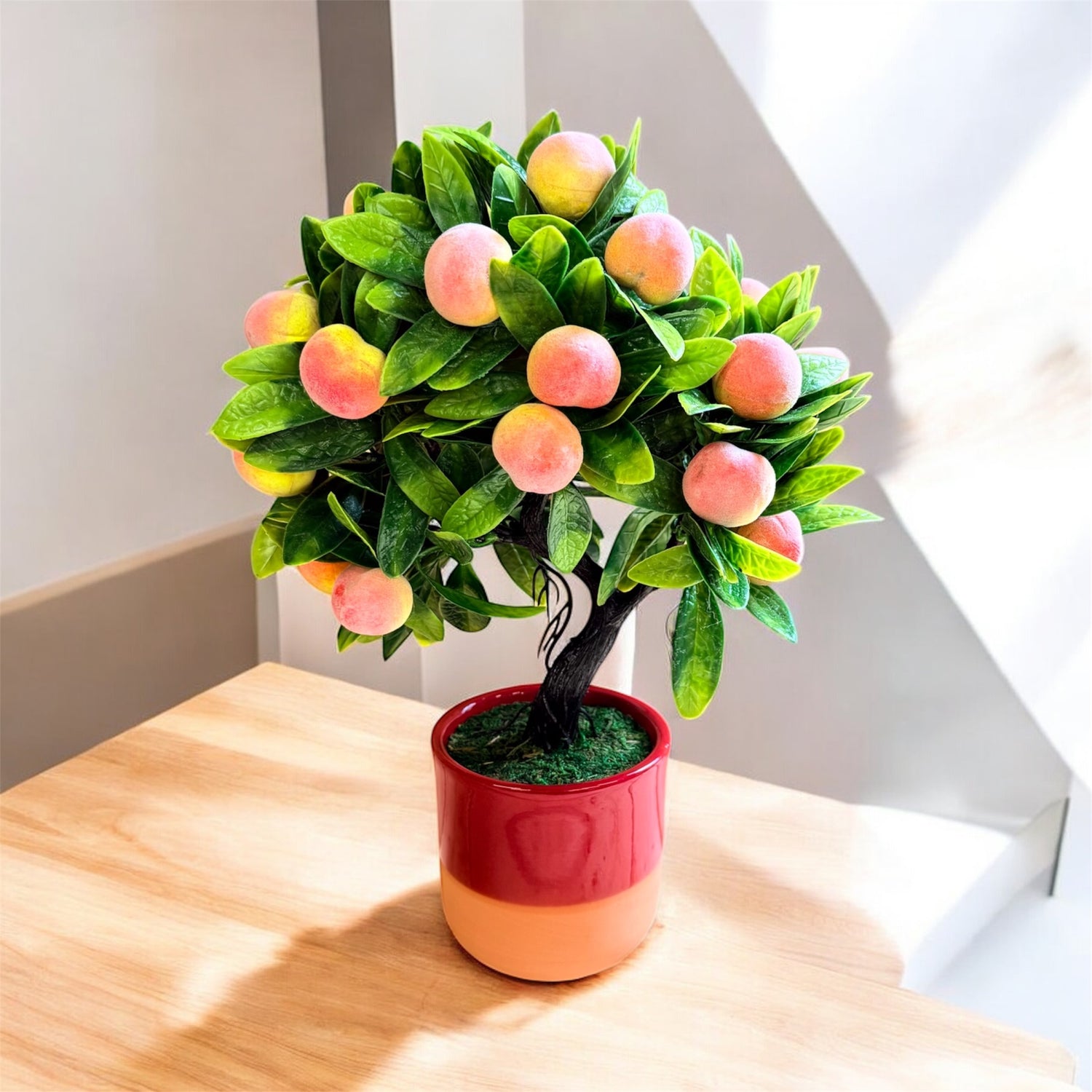 NEW - Gorgeous Artificial Mini Peach Bonsai — The Perfect Gift for Home or Office Décor