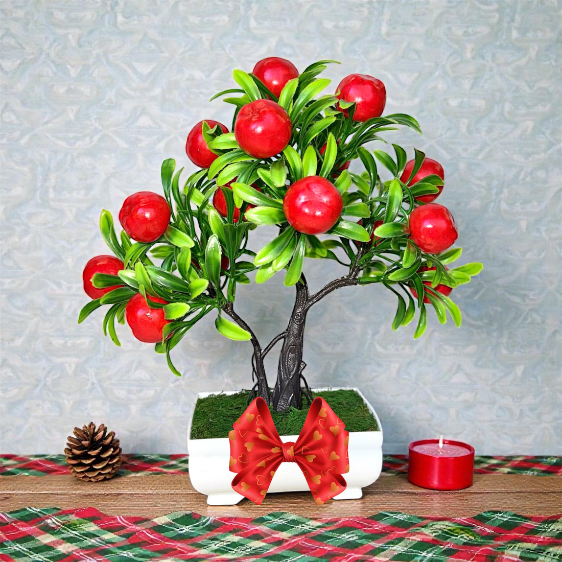 NEW - Artificial Mini Apple Bonsai – Cute Tabletop Decor – Thoughtful Christmas Gift