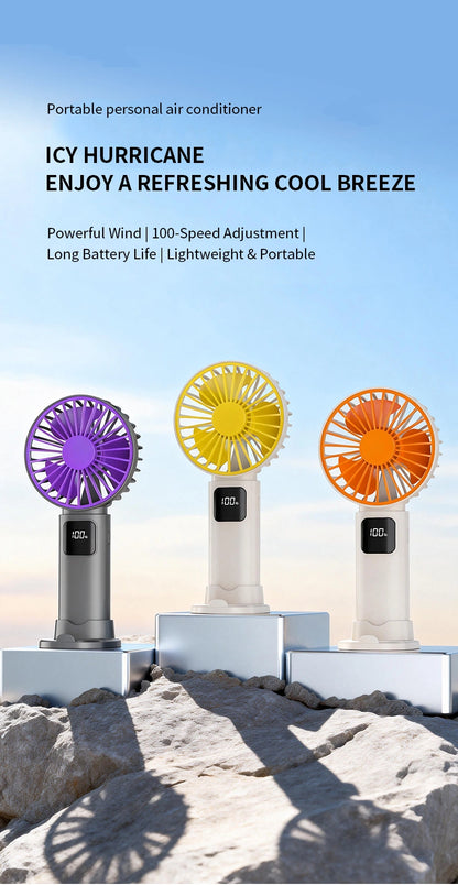 5-Speed Handheld Fan with Digital Display