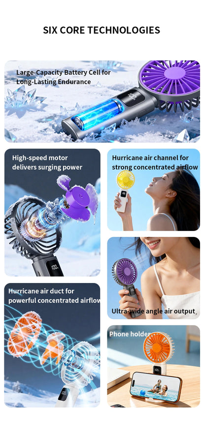 5-Speed Handheld Fan with Digital Display
