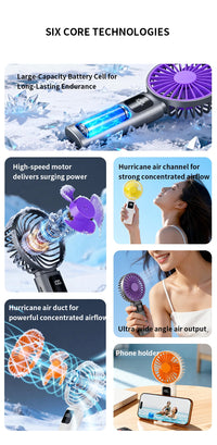 5-Speed Handheld Fan with Digital Display
