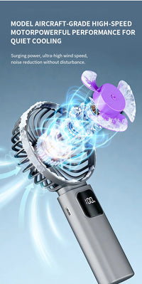5-Speed Handheld Fan with Digital Display