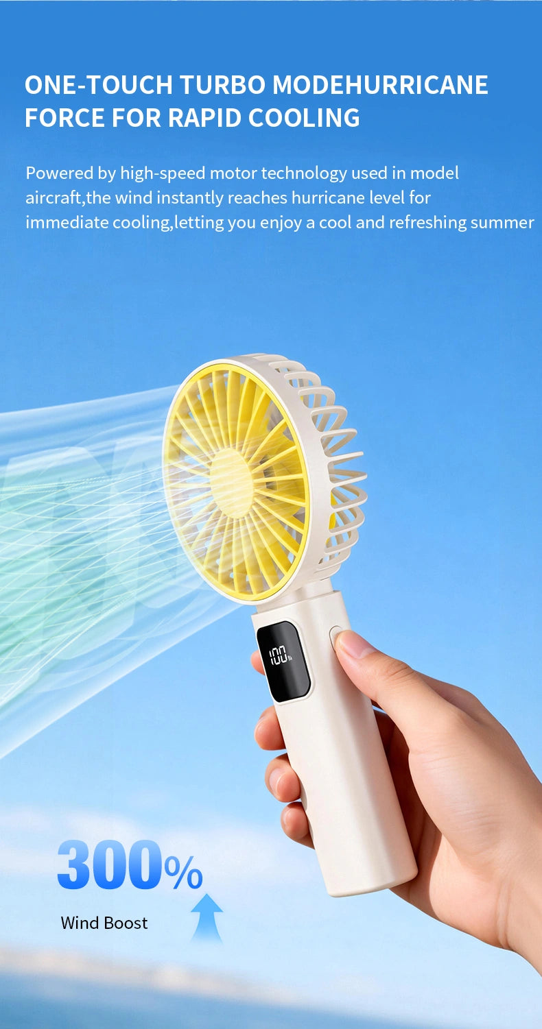 5-Speed Handheld Fan with Digital Display
