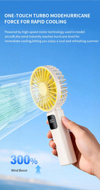 5-Speed Handheld Fan with Digital Display