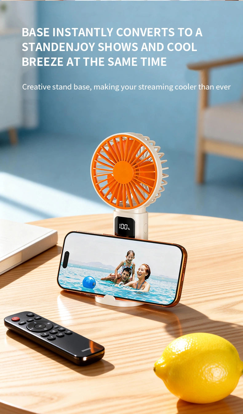 5-Speed Handheld Fan with Digital Display
