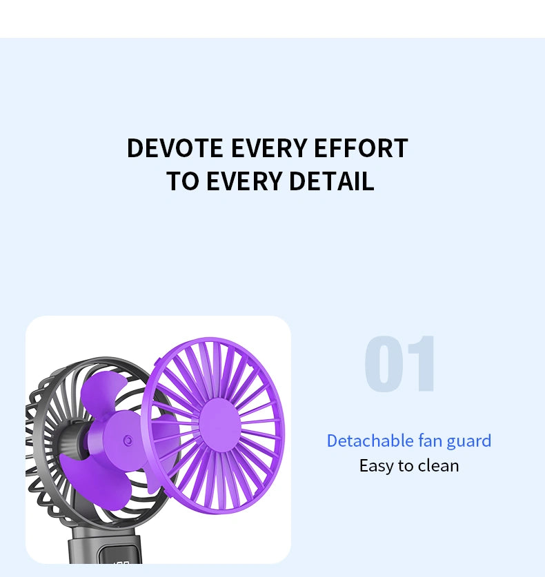 5-Speed Handheld Fan with Digital Display