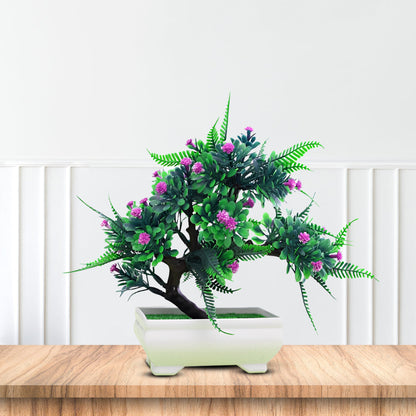 Artificial: Green Bonsai, Different Colored Flowers ~ The Perfect Gift