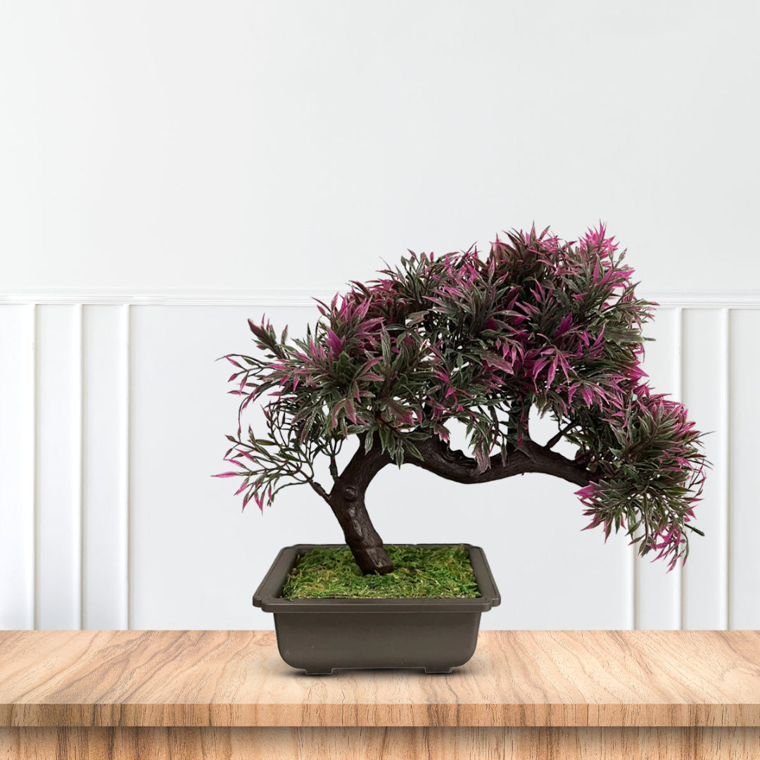 Artificial : Alluring Curved Sideways Bonsai-Good Gift