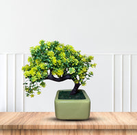 Artificial Gorgeous Yellow and Green Bonsai  - Good Gift