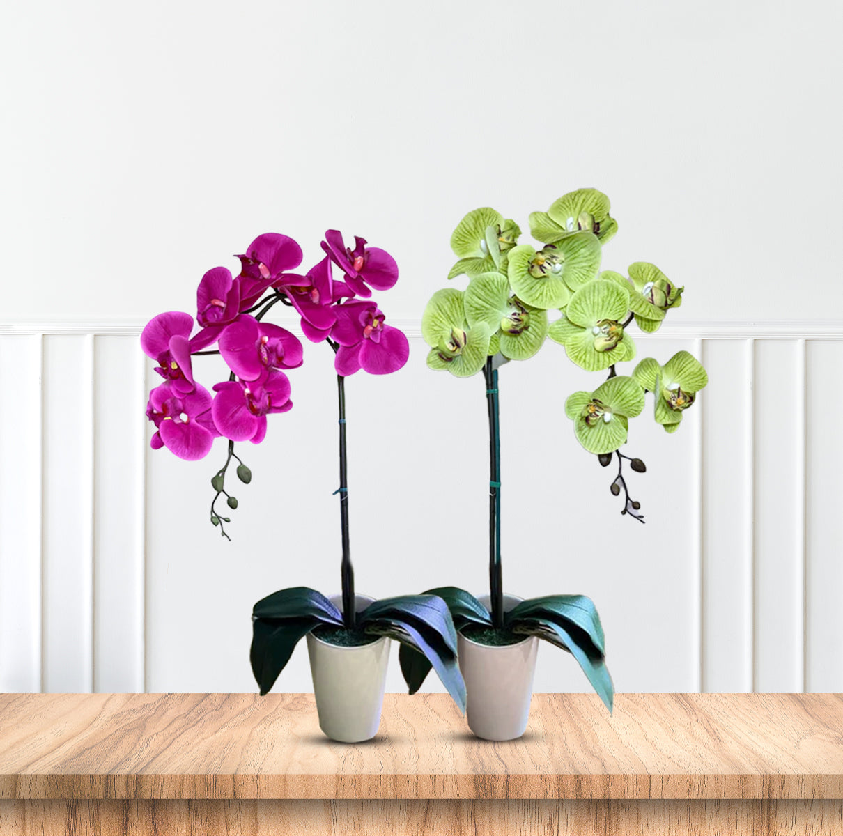 Gorgeous Artificial Orchids In White Ceramic Pot-Perfect Gift (Artificial)