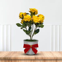 Artificial Gorgeous Roses in Ceramic Pot (Good Gifts)