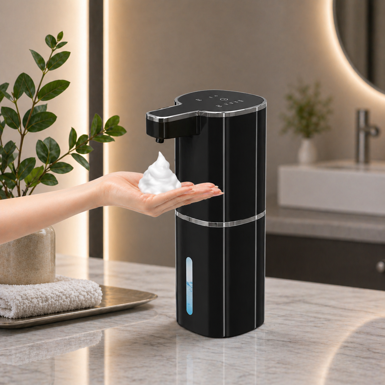 Luxury Touchless Automatic Foaming Soap Dispenser for Kitchens &amp; Bathrooms | Rechargeable &amp; Waterproof