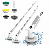 Electric Spin Scrubber with Extendable Handle & 5 Brush Heads | Cordless USB-C Rechargeable Cleaning Brush