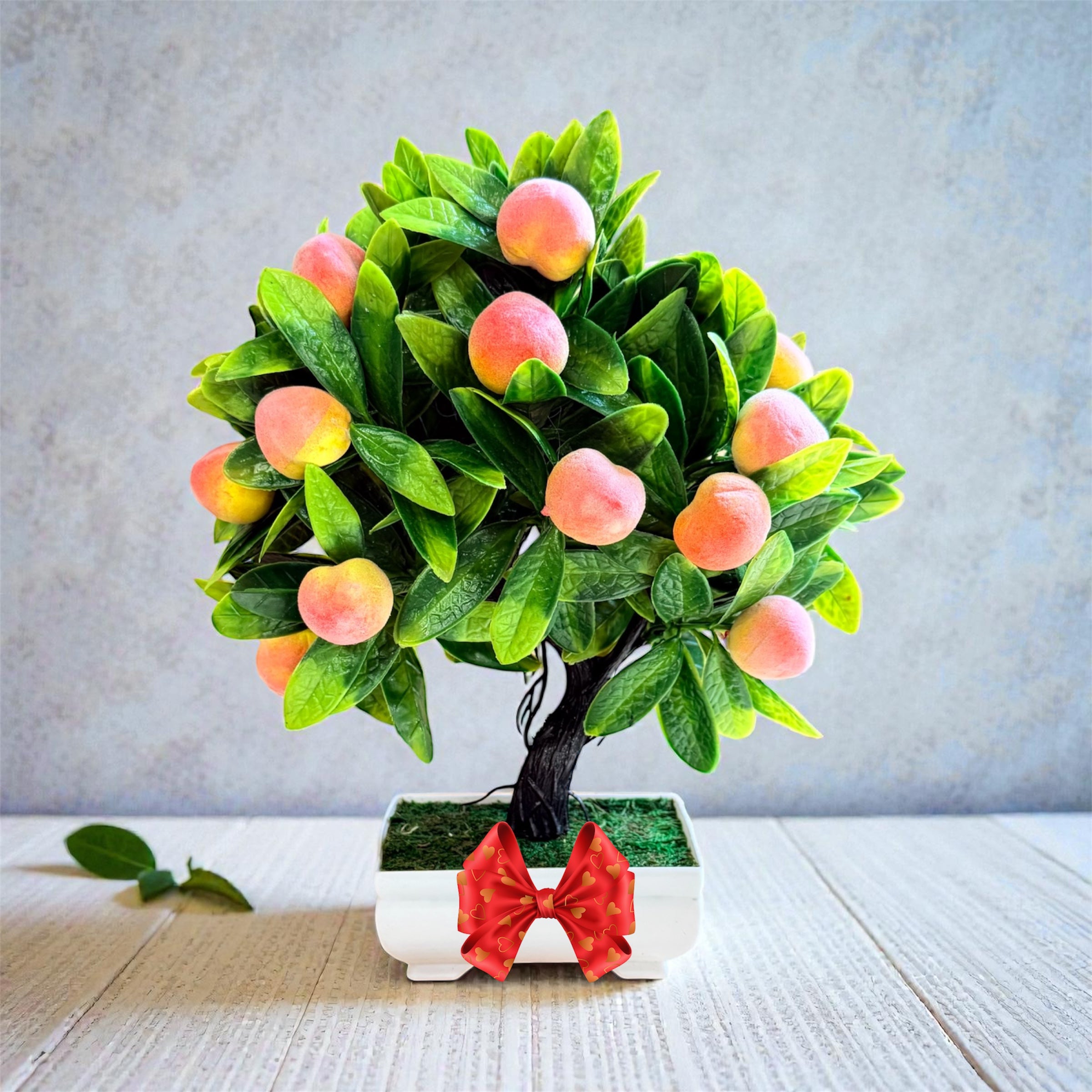 NEW - Gorgeous Artificial Mini Peach Bonsai — The Perfect Gift for Home or Office Décor