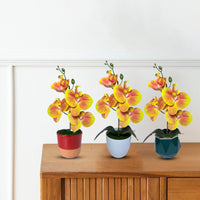 Gorgeous Orange Mini Orchid In Different Type of Pot - Artificial