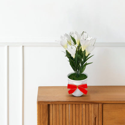 Stunning White Flowers in Ceramic Planter - Artificial-Good Gift