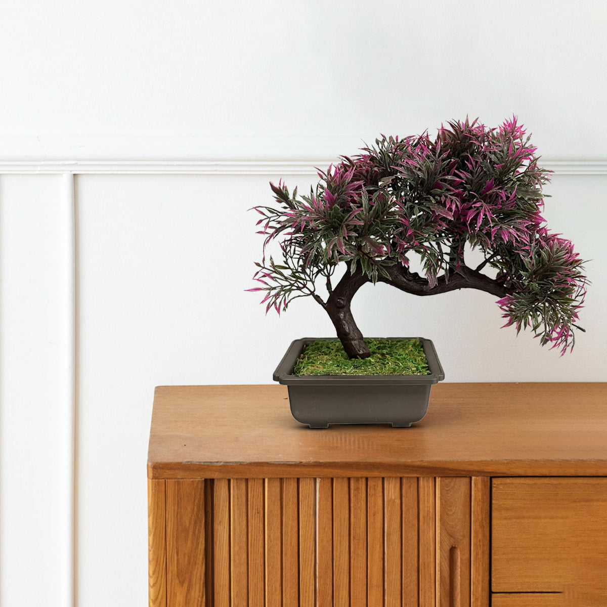 Artificial : Alluring Curved Sideways Bonsai-Good Gift