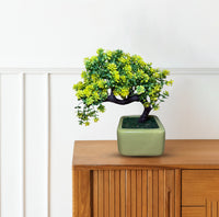 Artificial Gorgeous Yellow and Green Bonsai  - Good Gift